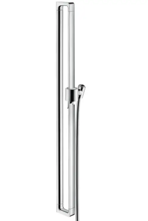Brausestange aus poliertem Chrom mit Schlauch und Halterung. Produkt von AXOR, geeignet für moderne Duschsysteme.